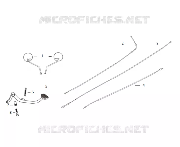 SPIEGELS / KABELS / ACHTERREMPEDAAL