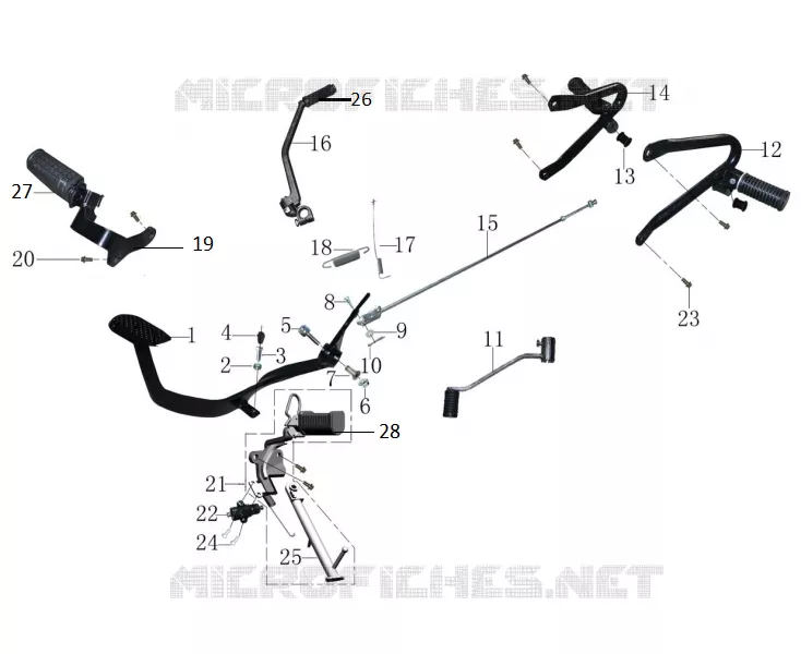 SCHAKELPEDAAL / KICKSTART PEDALEN / REMPEDAAL / VOETSTEUN 
