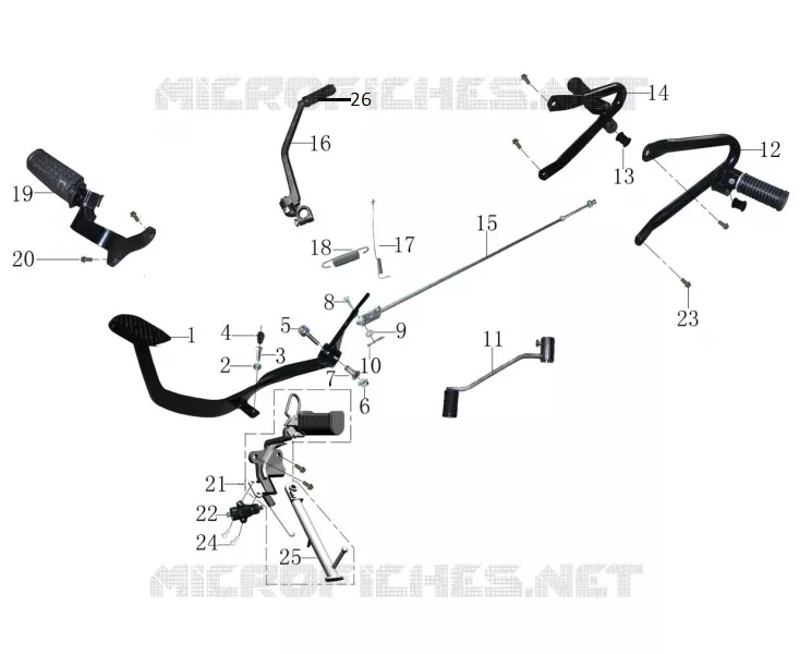 SCHAKELPEDAAL / KICKSTART PEDALEN / REMPEDAAL / VOETSTEUN 