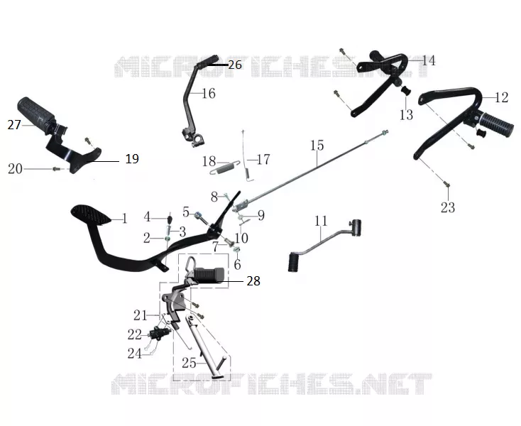 SCHAKELPEDAAL / KICKSTART PEDALEN / REMPEDAAL / VOETSTEUN 