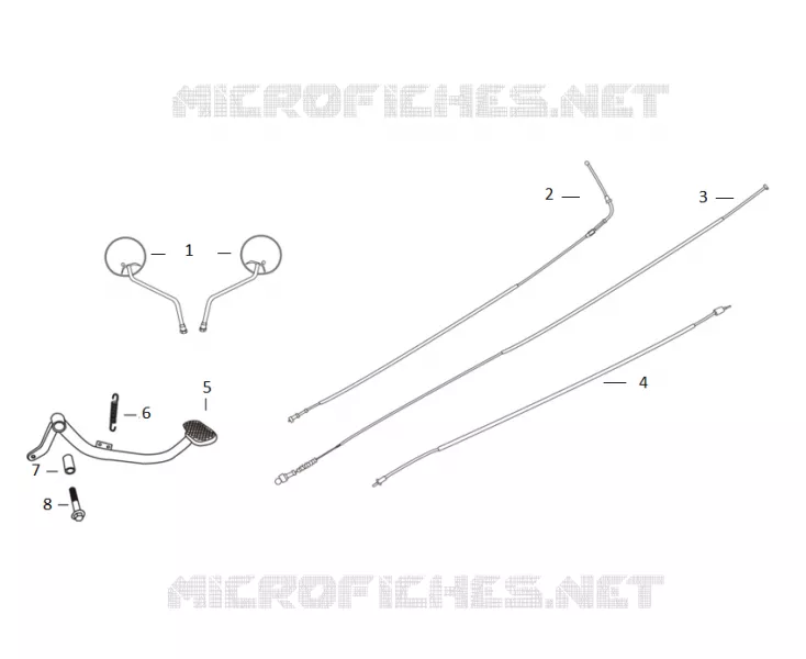 SPIEGELS / KABELS / ACHTERREMPEDAAL
