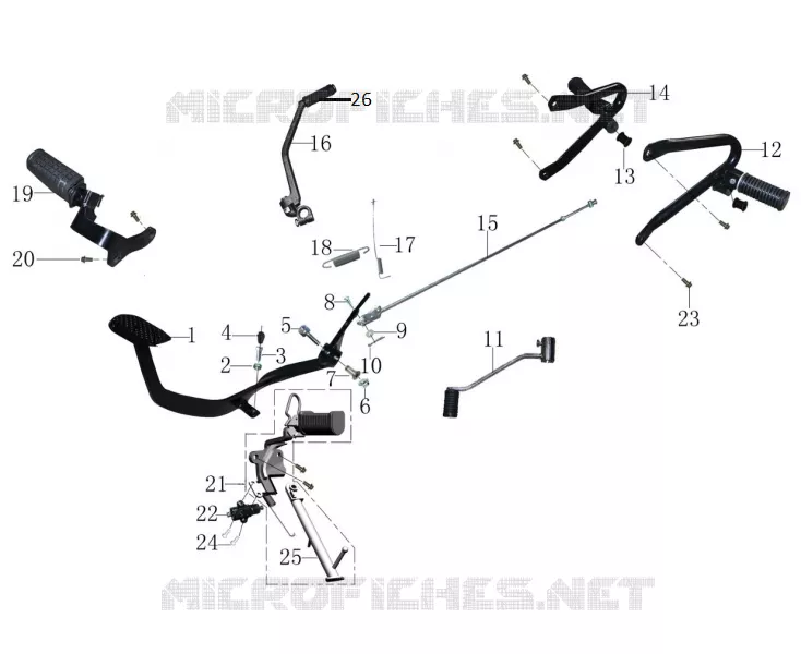 SCHAKELPEDAAL / KICKSTART PEDALEN / REMPEDAAL / VOETSTEUN 